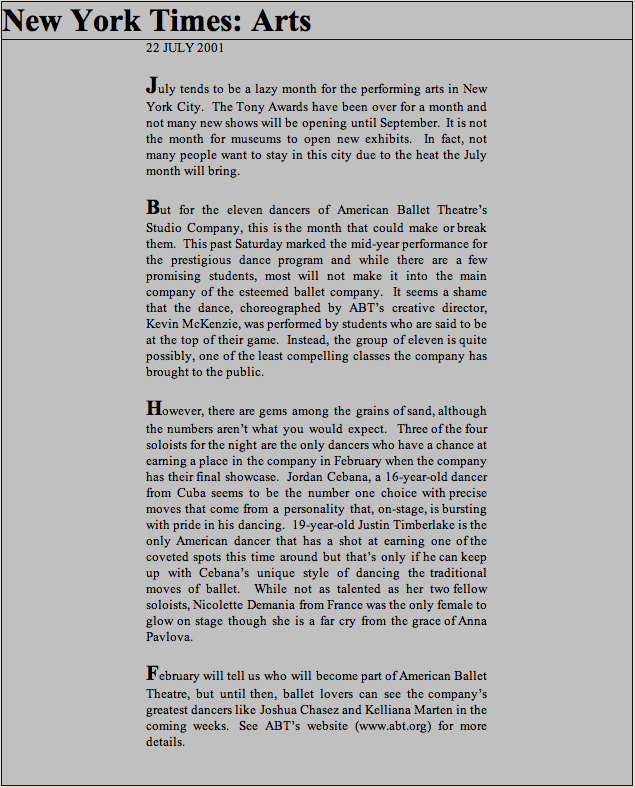 newspaper article